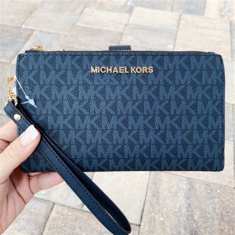 michael kors jet set double zip wristlet phone wallet|Michael Kors saffiano wallet.